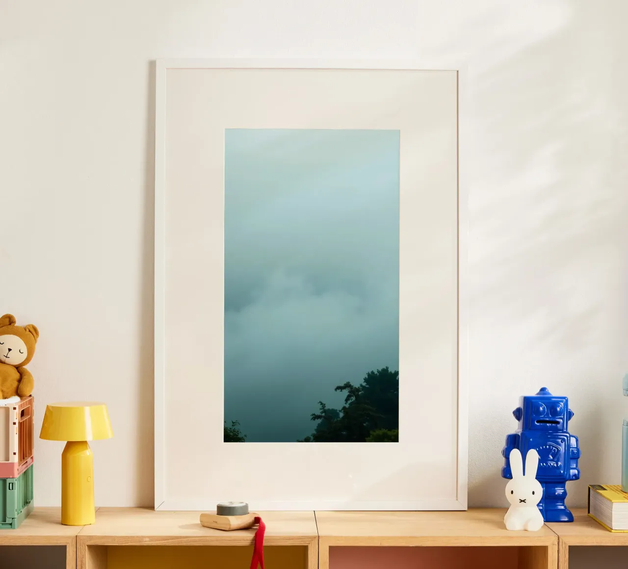 Foggy landscape with trees, creating calming atmosphere hahnemühle by DesignDoodle