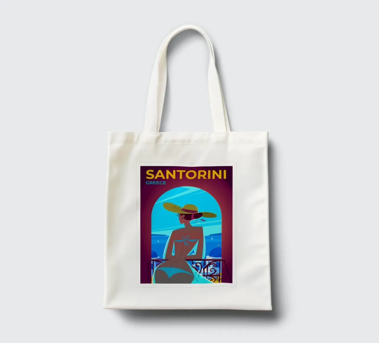 Santorini, Greece borsa in juta da Wanderlust Vibes