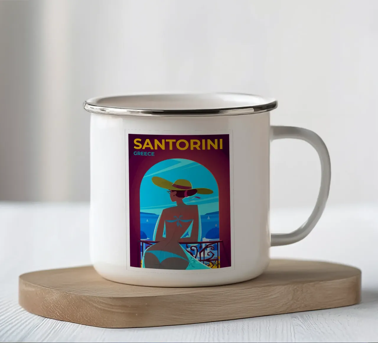 Santorini, Greece tazza in smalto da Wanderlust Vibes