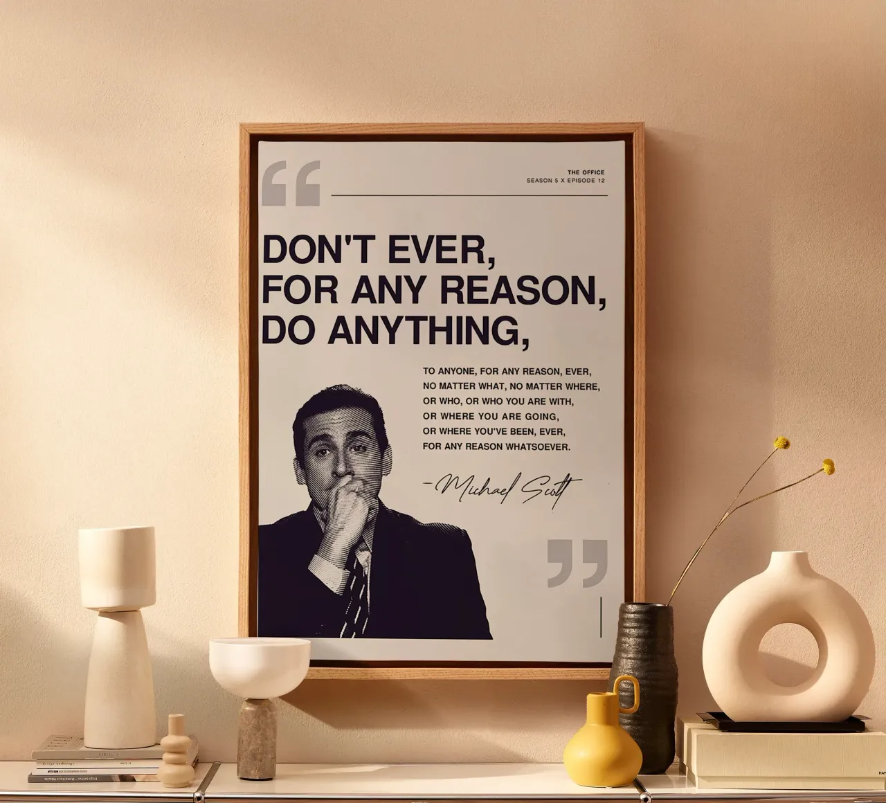 Michael Scott Wisdom canvas with Floater frame by Attaboy Dsgn