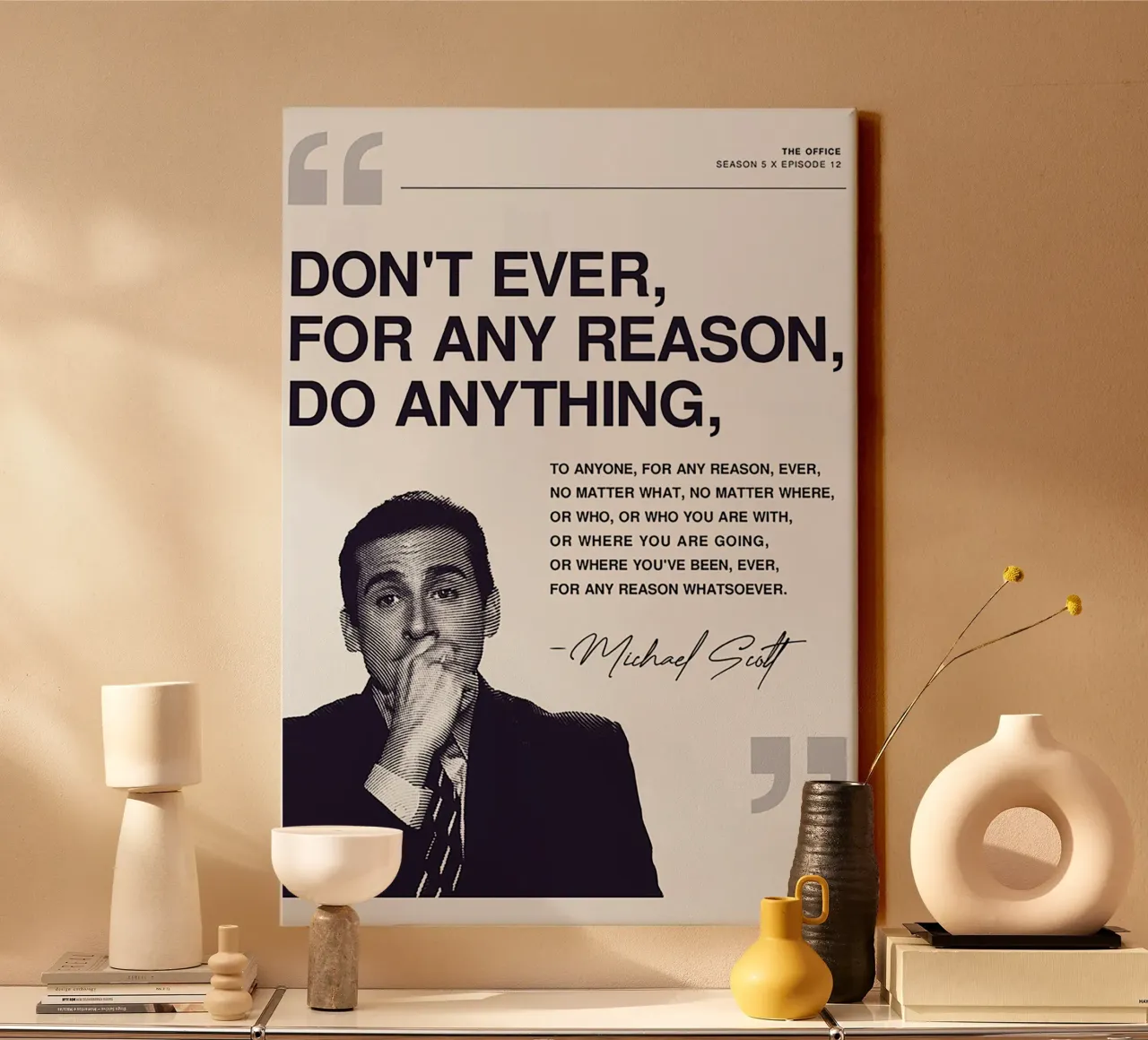 Michael Scott Wisdom canvas with Floater frame by Attaboy Dsgn