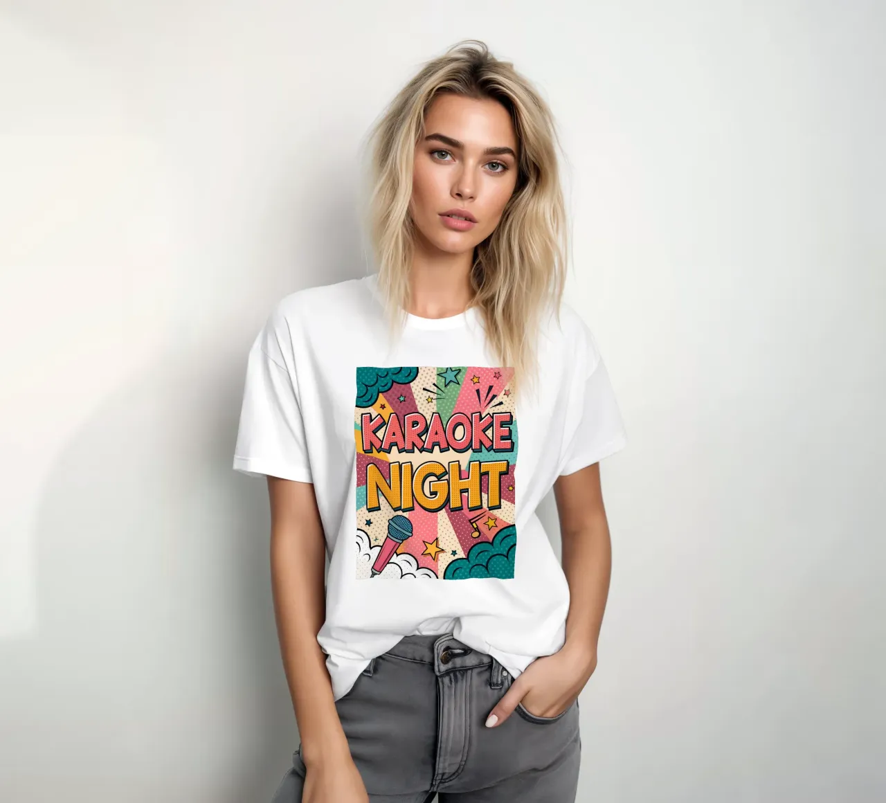 Design pop art per una serata karaoke retrò t-shirt da Jester Krew Art