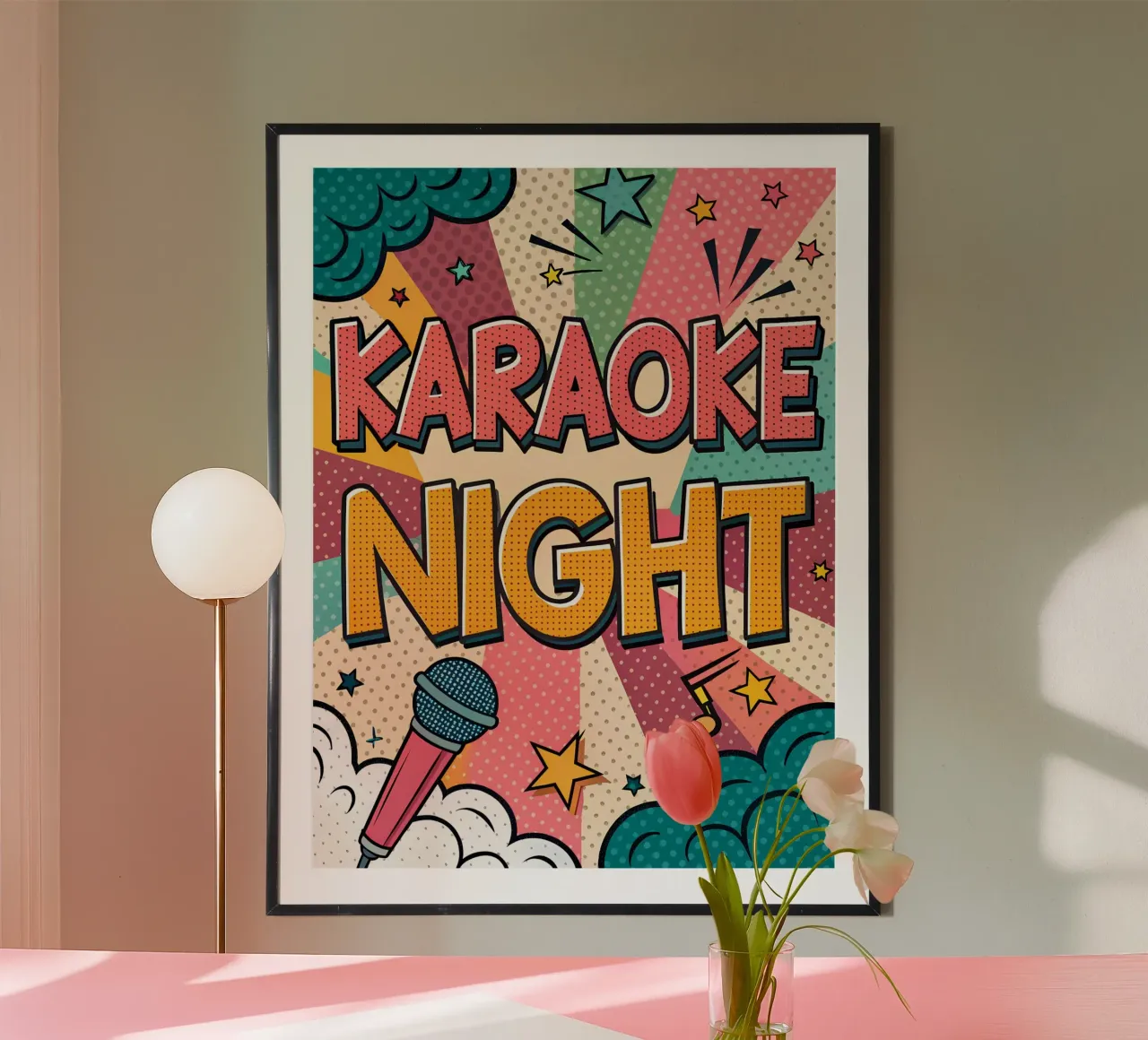 Design pop art per una serata karaoke retrò carta hahnemühle da Jester Krew Art