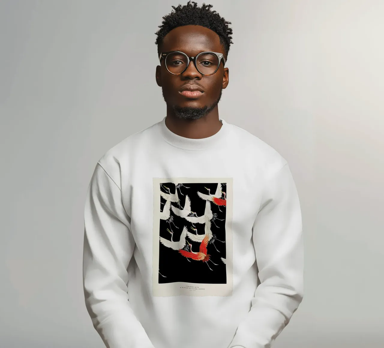 Furisode with a Myriad of Flying Cranes felpa da Vintage by JUNIQE