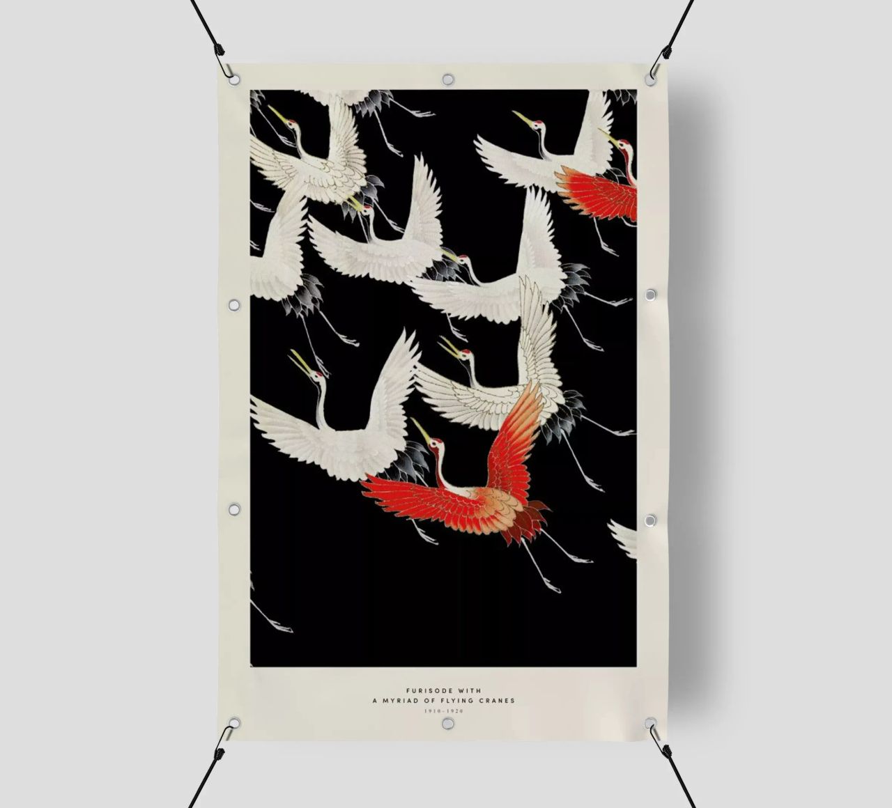 Furisode with a Myriad of Flying Cranes telo in pvc da Vintage by JUNIQE