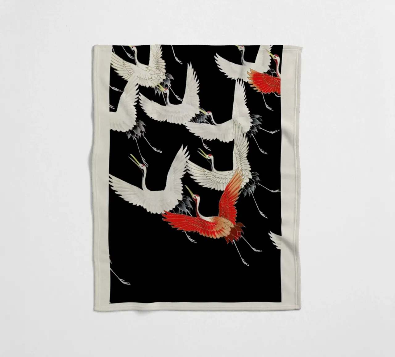 Furisode with a Myriad of Flying Cranes coperta in pile da Vintage by JUNIQE