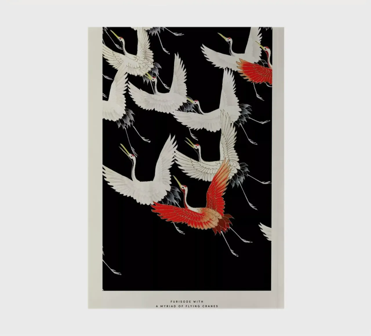 Furisode with a Myriad of Flying Cranes notebook by Vintage by JUNIQE