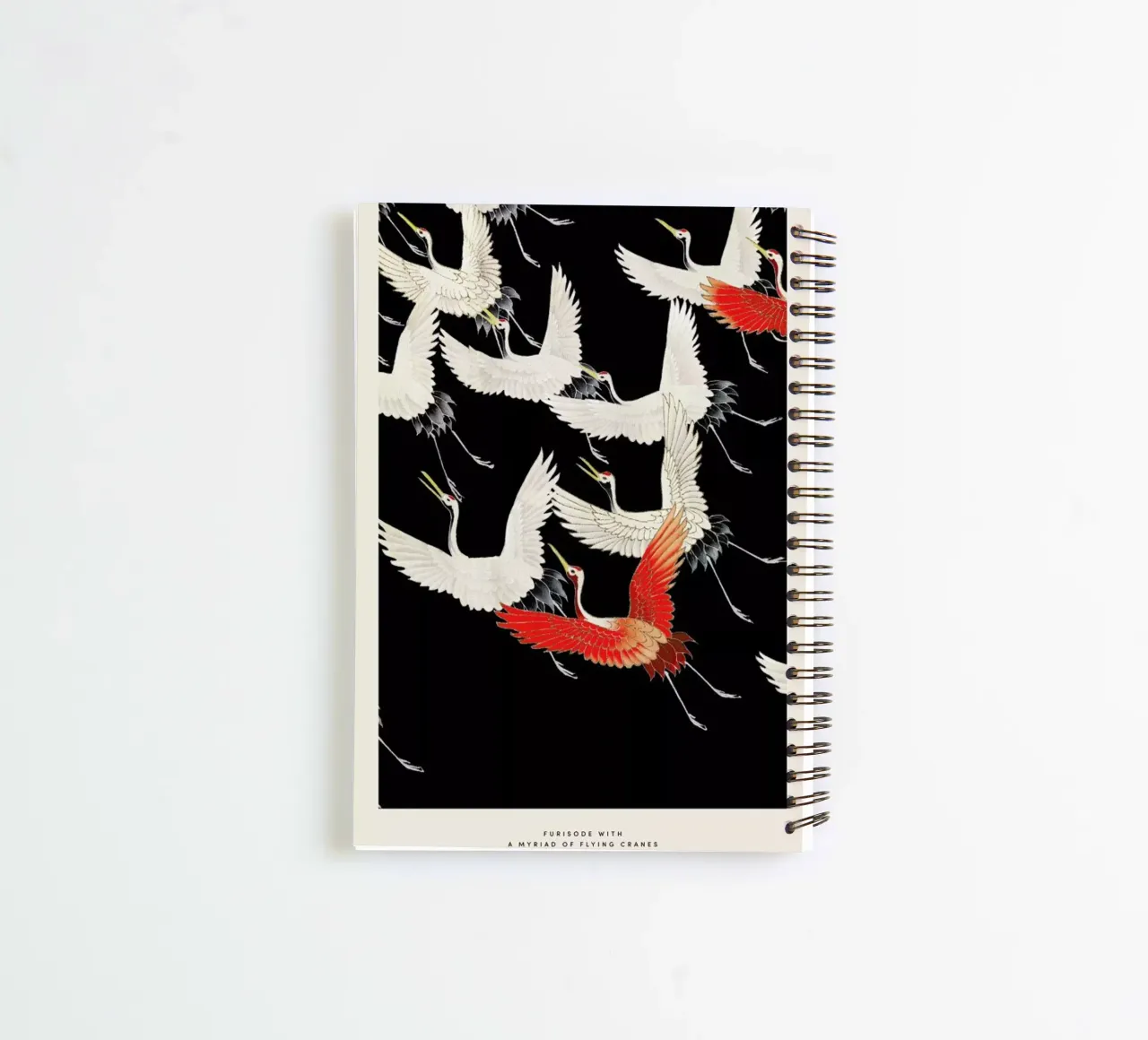 Furisode with a Myriad of Flying Cranes spiral notebook by Vintage by JUNIQE