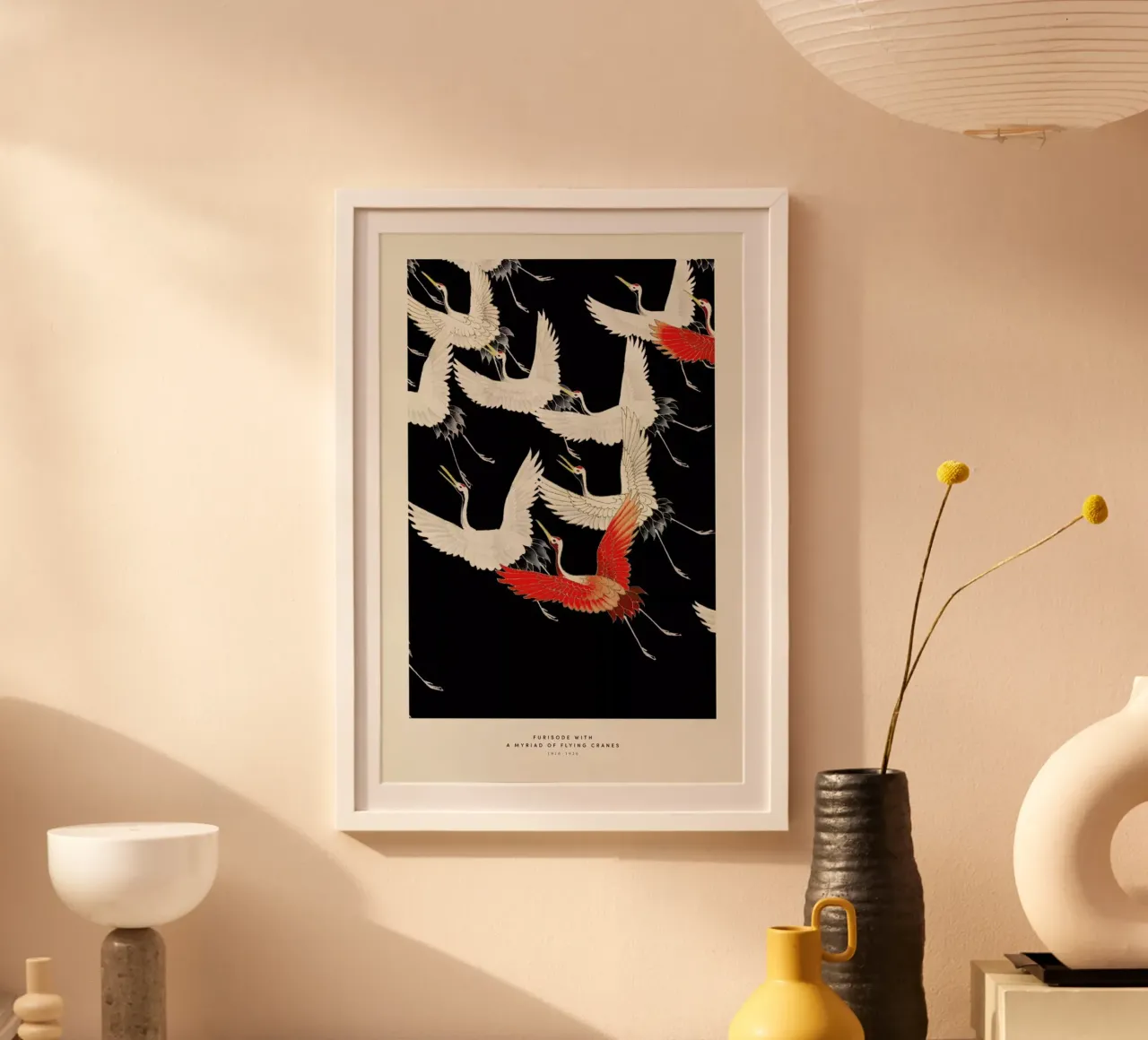 Furisode with a Myriad of Flying Cranes carta hahnemühle da Vintage by JUNIQE