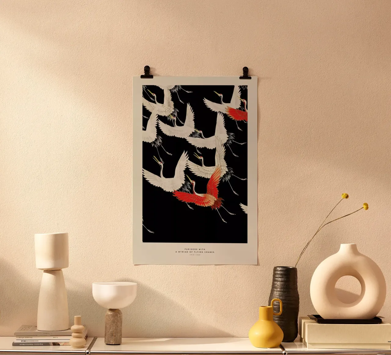 Furisode with a Myriad of Flying Cranes carta hahnemühle da Vintage by JUNIQE
