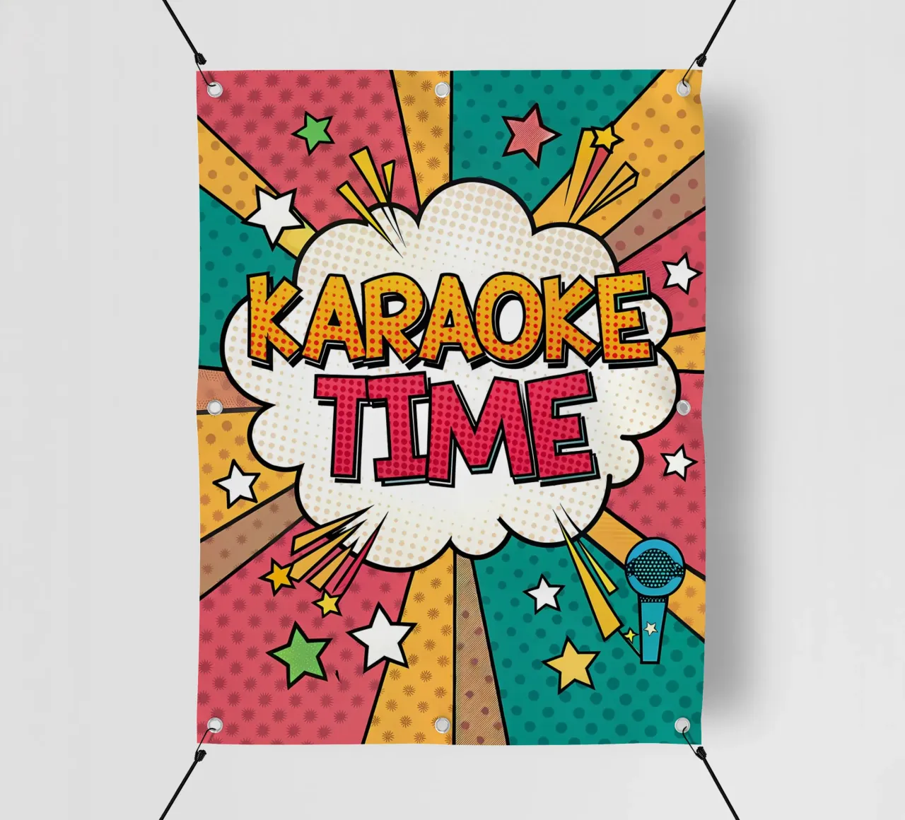 Karaoke Time in stile fumetto retrò telo in pvc da Jester Krew Art