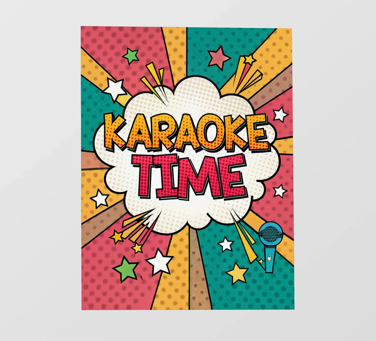 Karaoke Time in stile fumetto retrò telo in pvc da Jester Krew Art