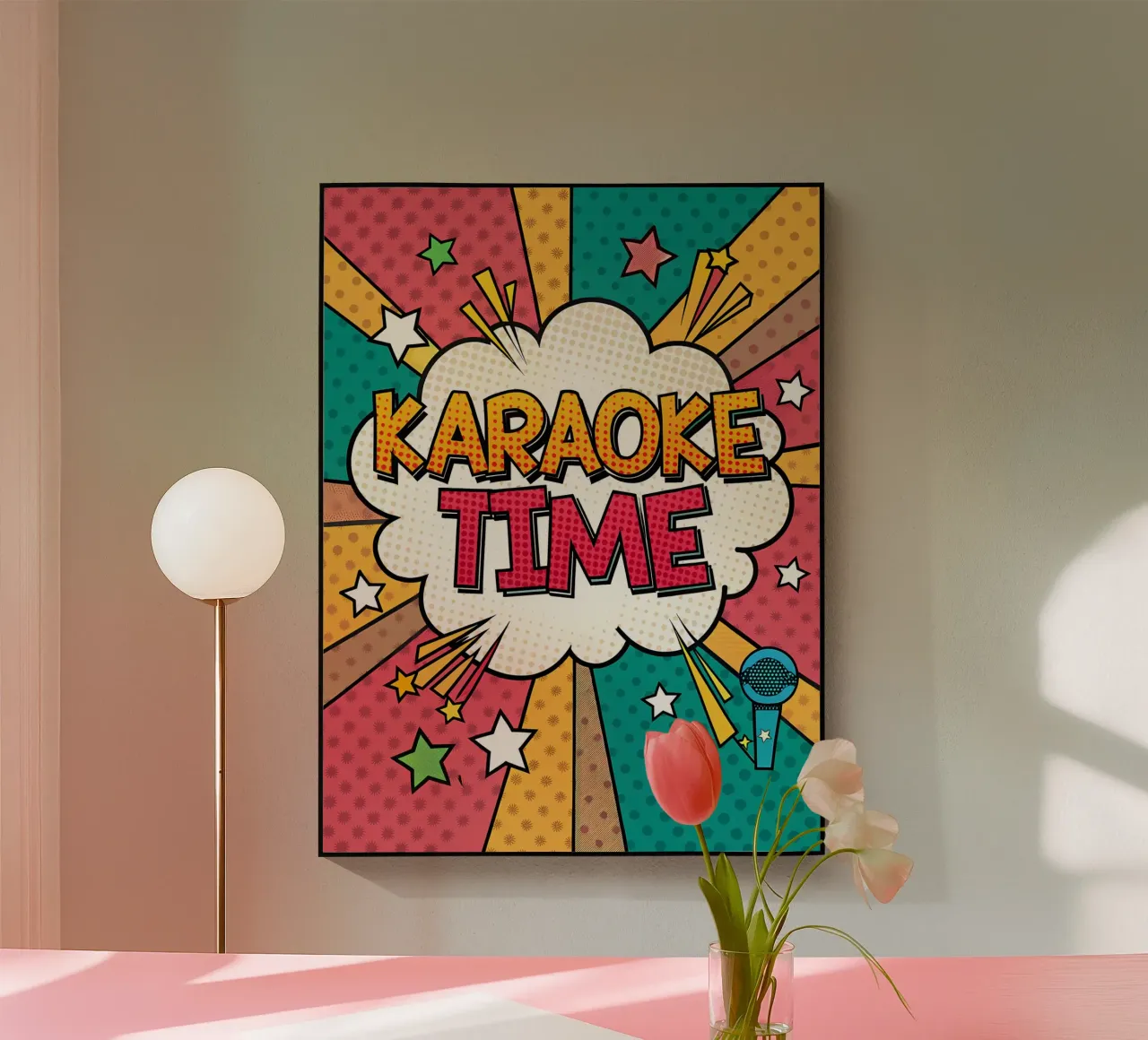 Karaoke Time in stile fumetto retrò plexiglass da Jester Krew Art