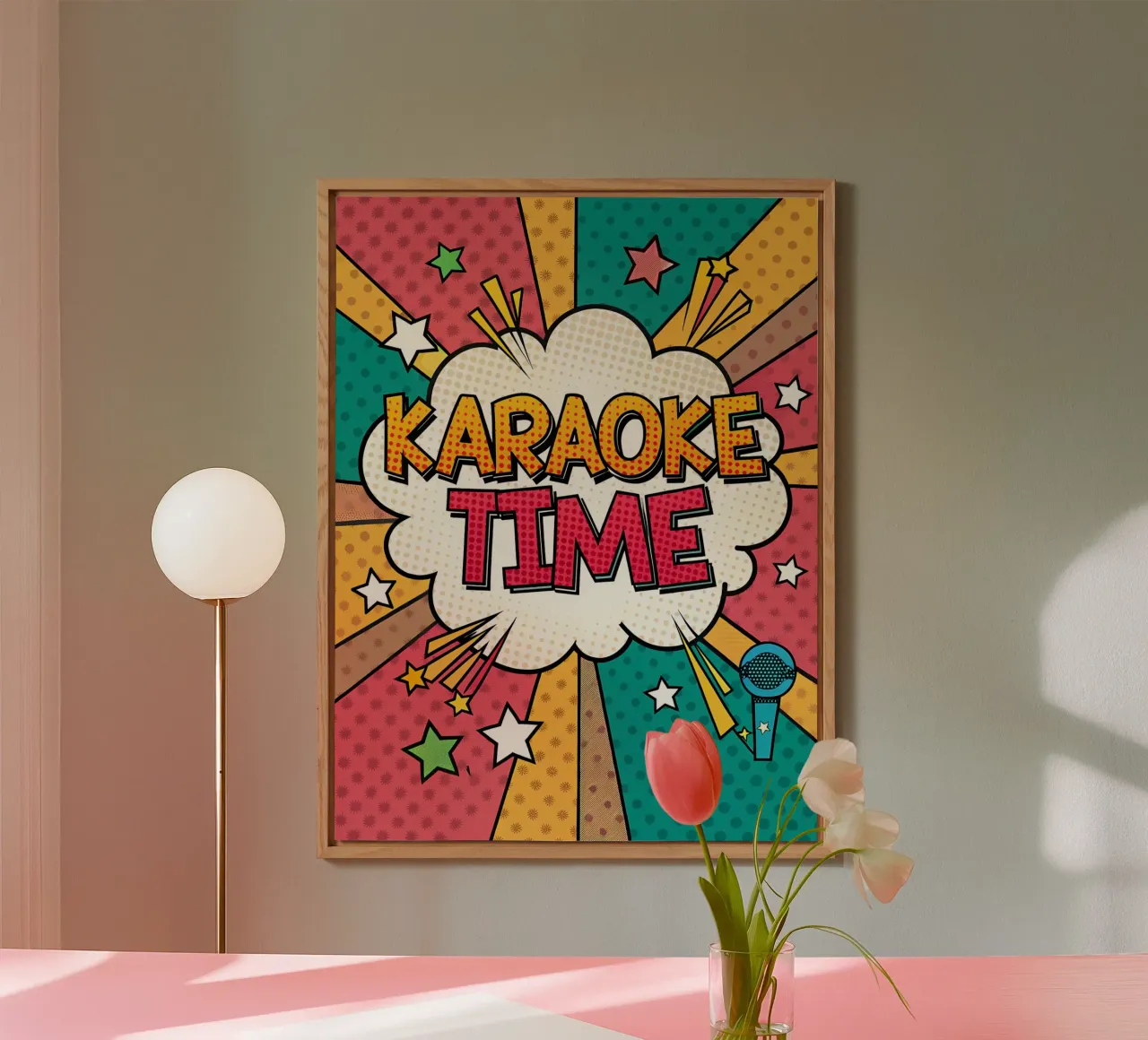 Karaoke Time in stile fumetto retrò alluminio dibond da Jester Krew Art