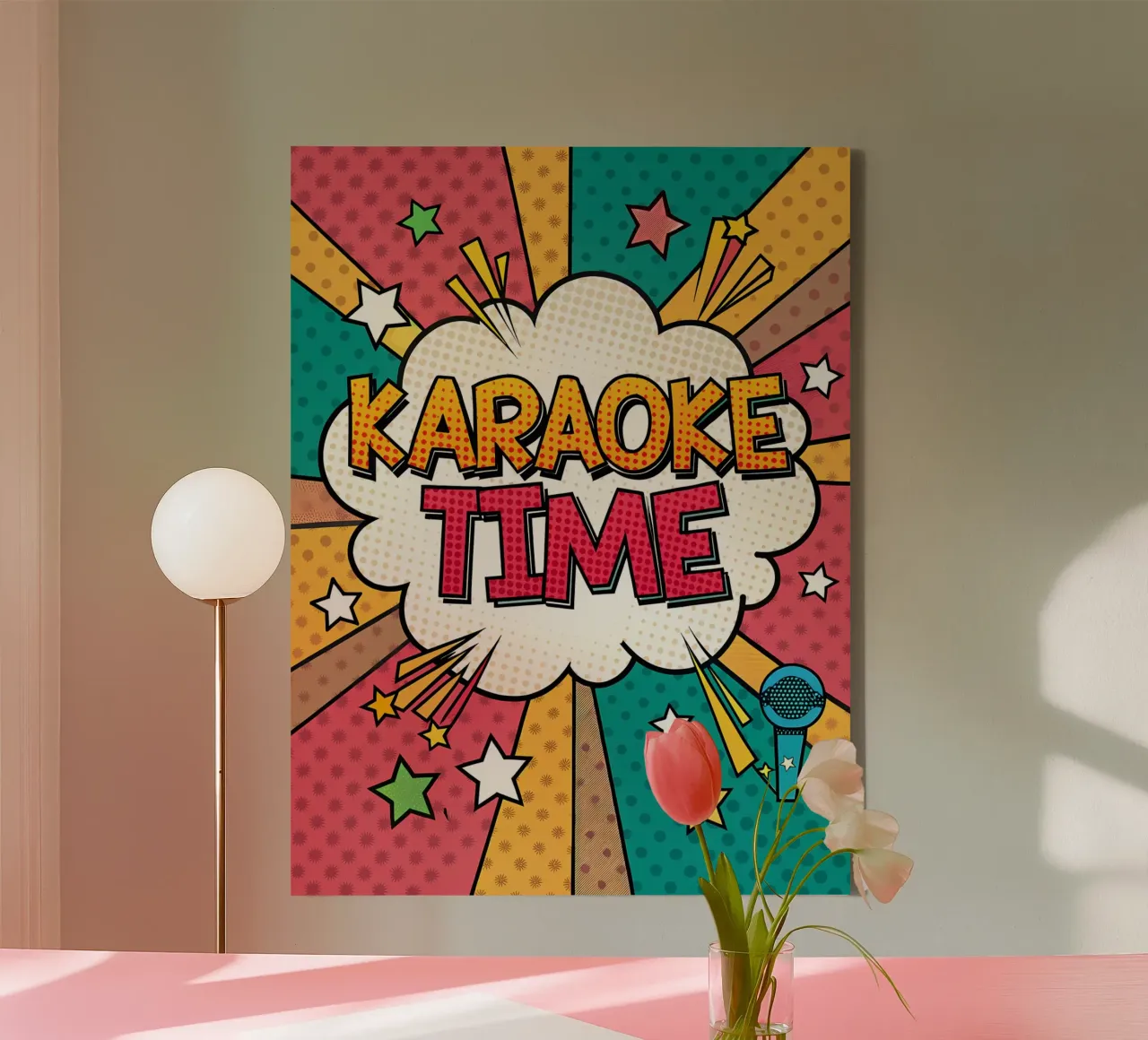 Karaoke Tijd Retro Stripstijl canvas van Jester Krew Art