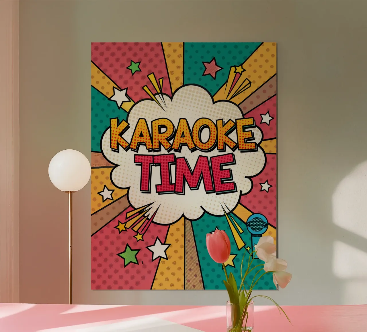 Karaoke Time in stile fumetto retrò carta hahnemühle da Jester Krew Art