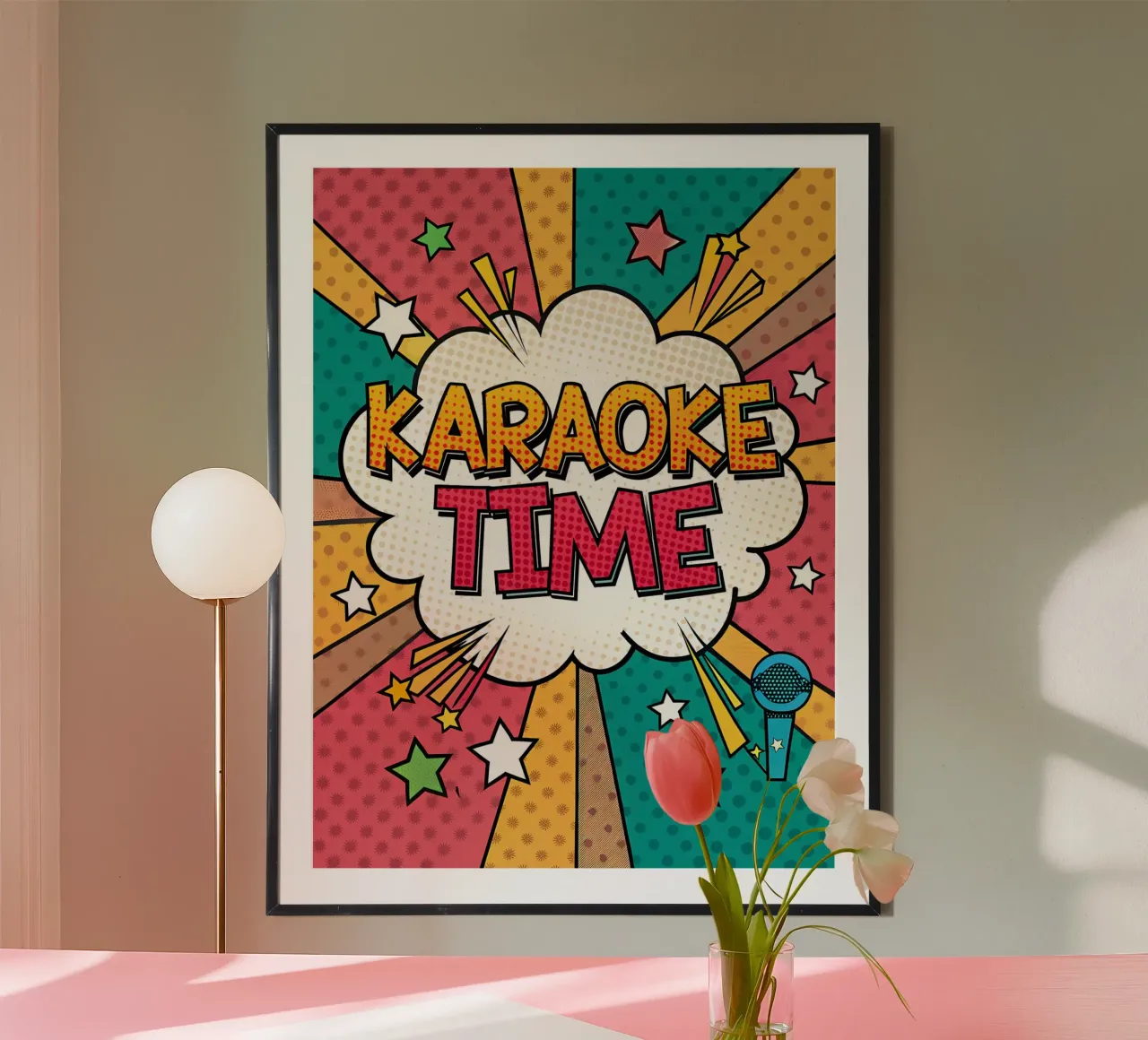 Karaoke Time in stile fumetto retrò carta hahnemühle da Jester Krew Art