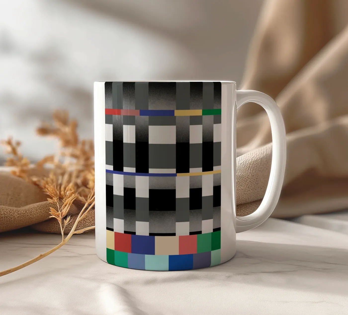 Glitches pattern 02 ceramic mug by Little Dean