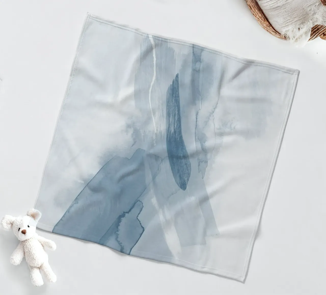 Brush strokes blue tones 3 fleece blanket by NouveauPrints