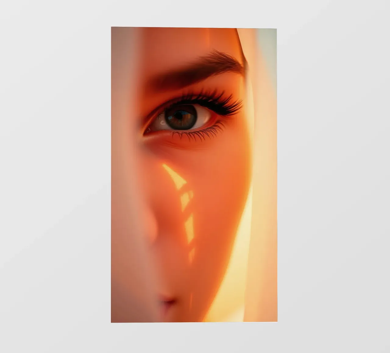 Impresionante primer plano del ojo de una mujer con iluminación suave lámina retroiluminada de DesignDoodle