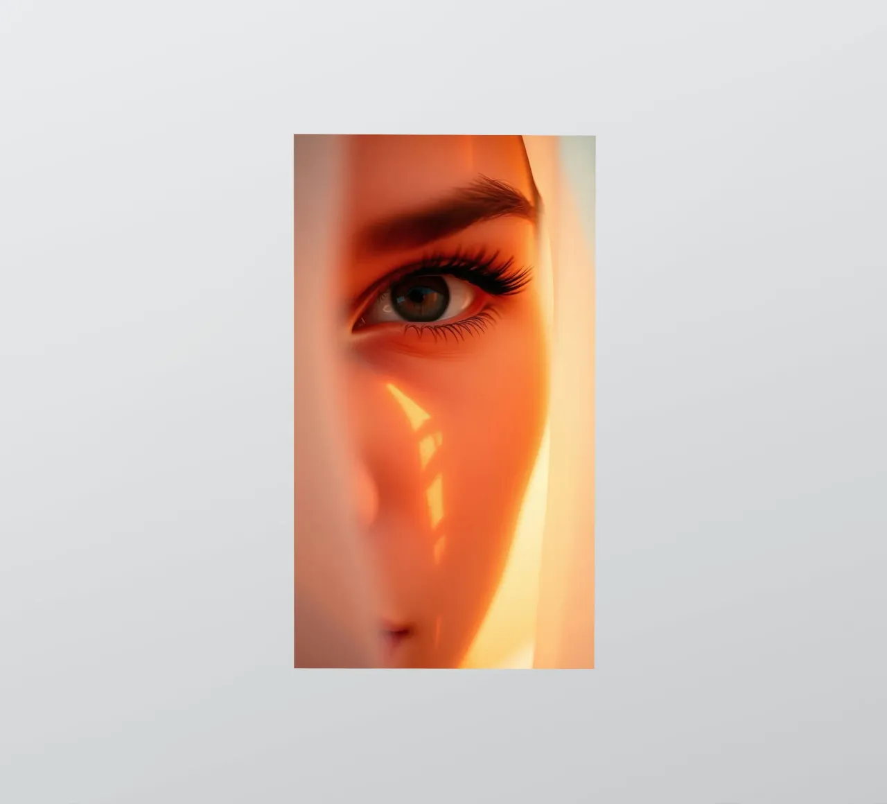Impresionante primer plano del ojo de una mujer con iluminación suave pegatina de DesignDoodle