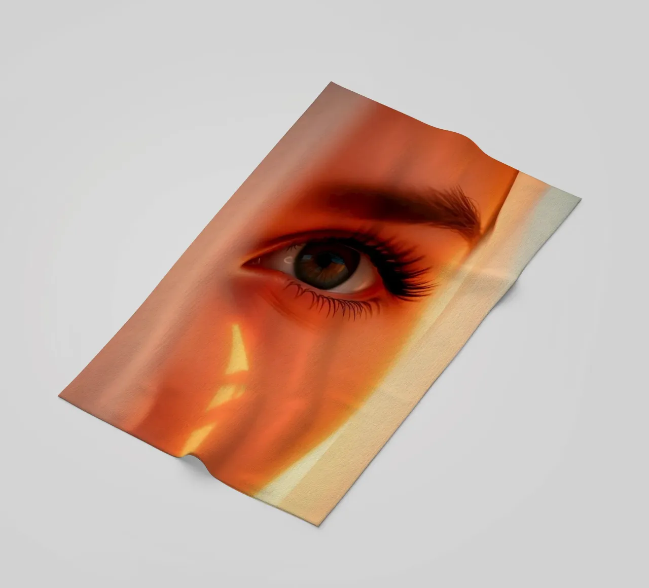 Stunning close-up of a woman's eye with soft lighting beach towel by DesignDoodle