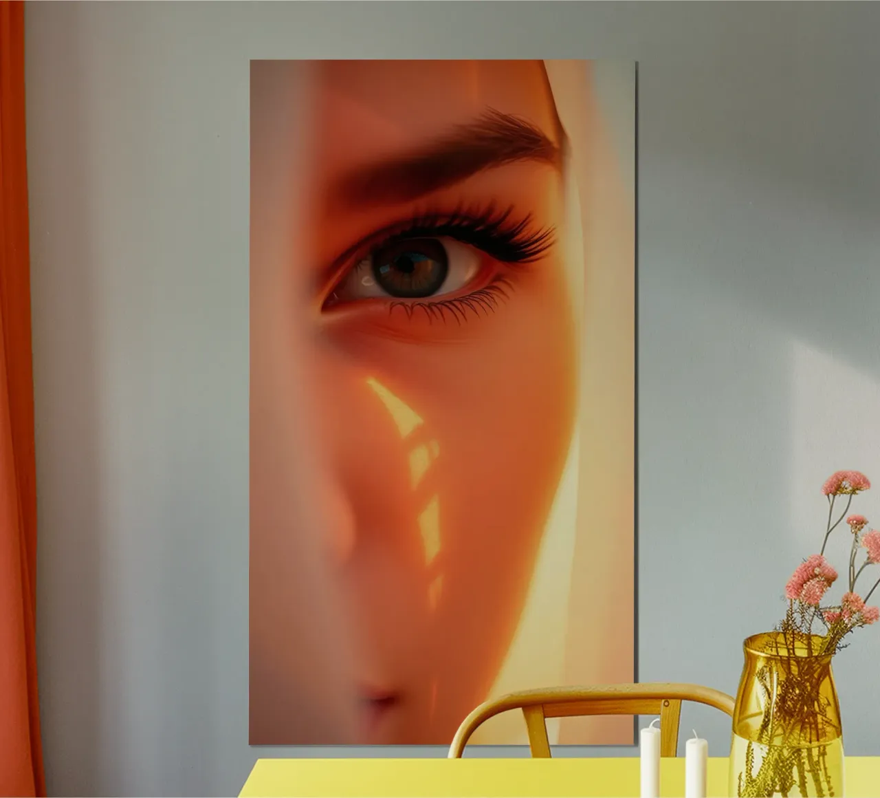 Impresionante primer plano del ojo de una mujer con iluminación suave hahnemühle de DesignDoodle