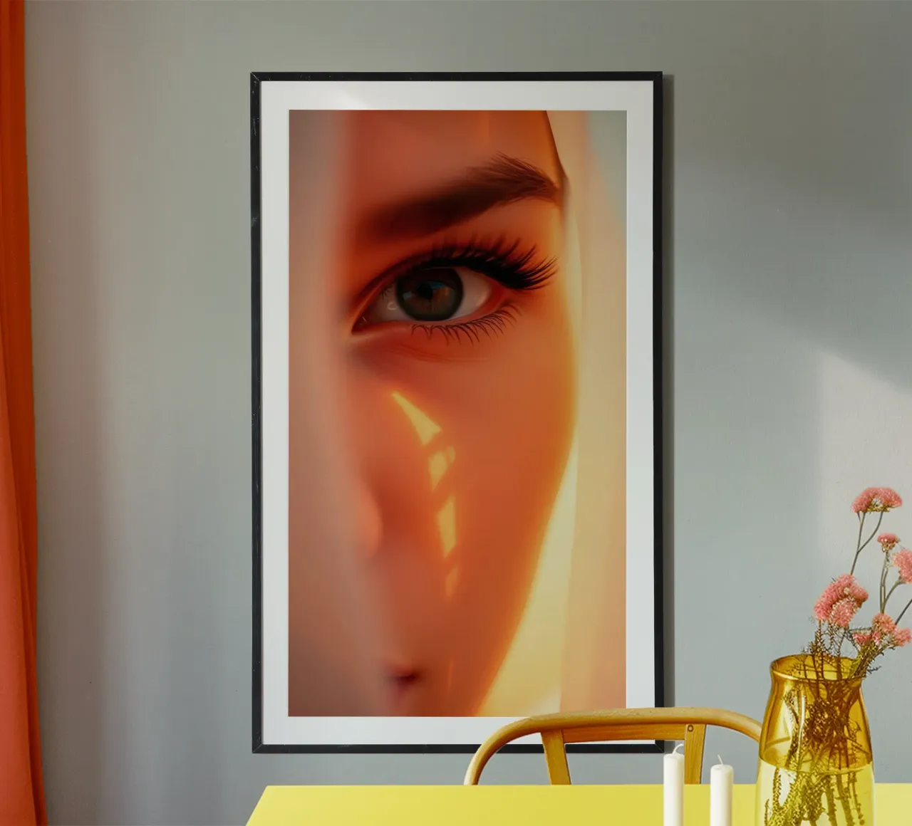 Impresionante primer plano del ojo de una mujer con iluminación suave hahnemühle de DesignDoodle