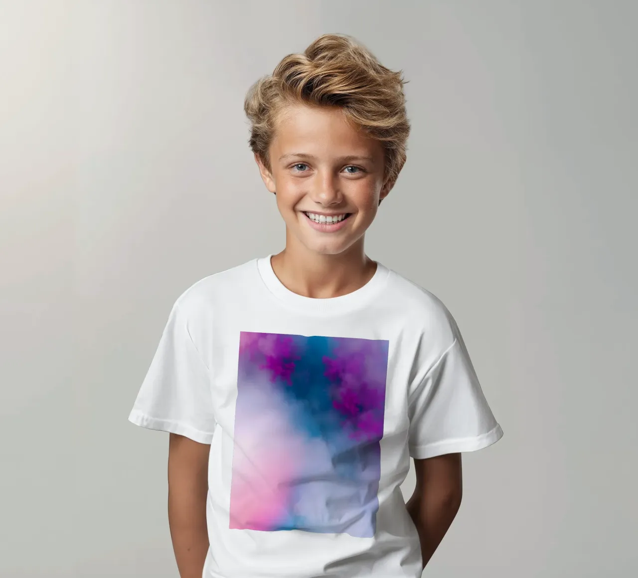 abstract design showcasing soft pastel colors blending kids t-shirt by DesignDoodle