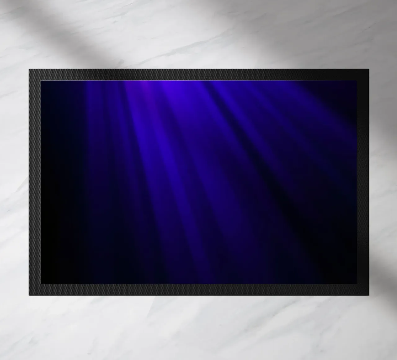 Vibrant dark purple light rays create an abstract backdrop doormat by DesignDoodle