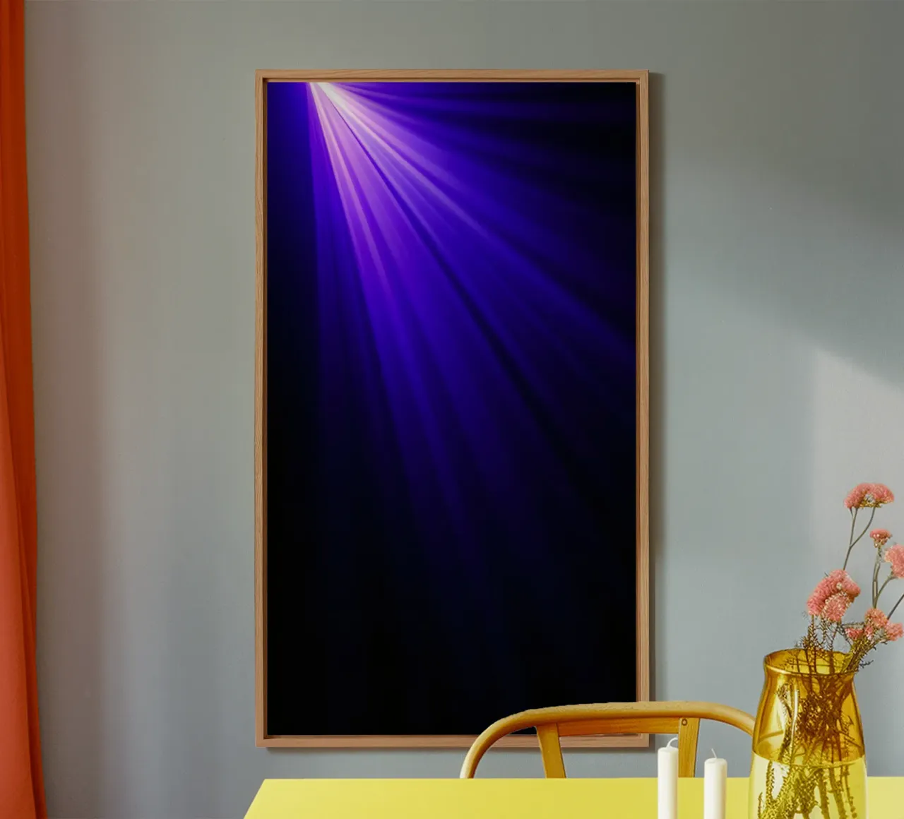 Vibrant dark purple light rays create an abstract backdrop alu-dibond by DesignDoodle