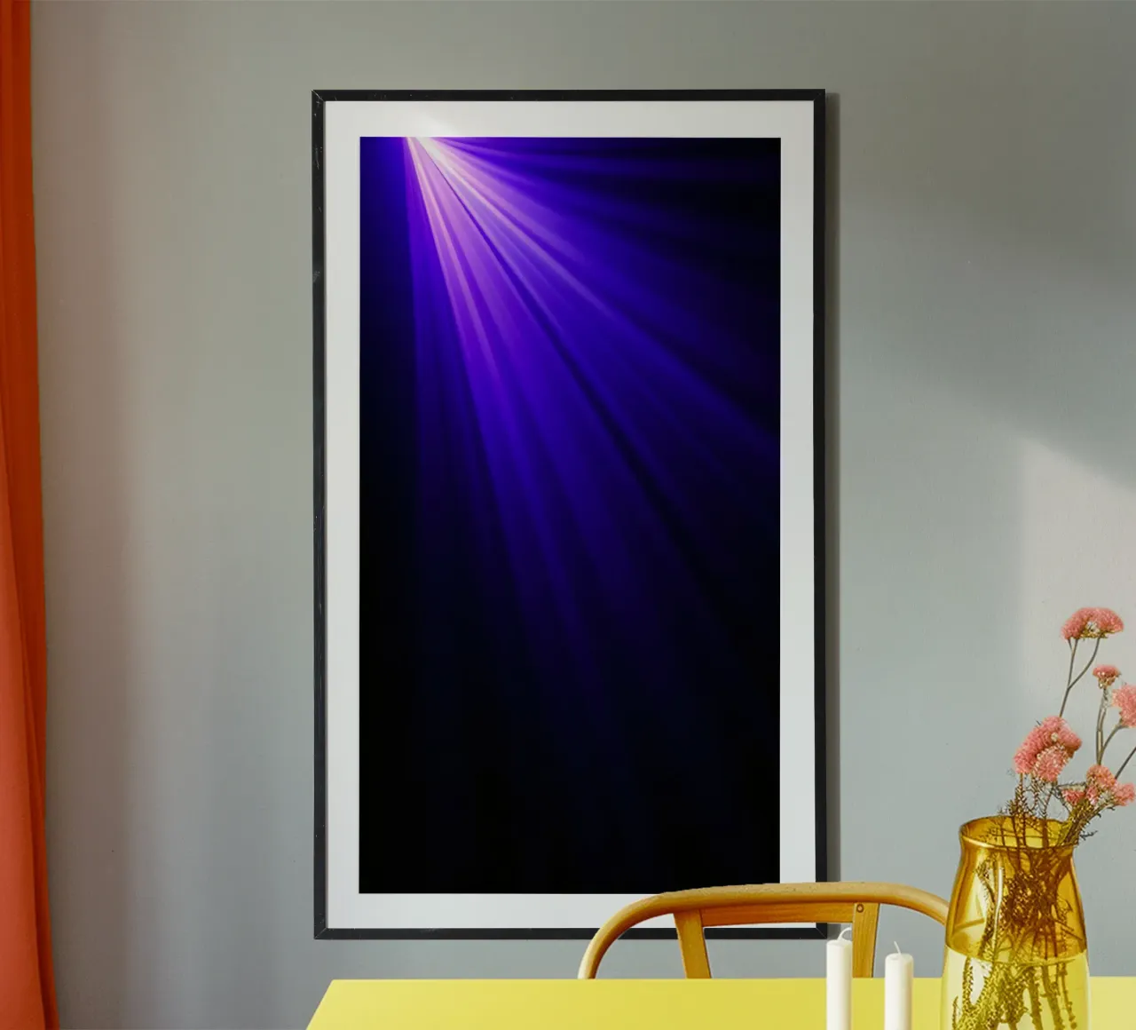 Vibrant dark purple light rays create an abstract backdrop hahnemühle by DesignDoodle