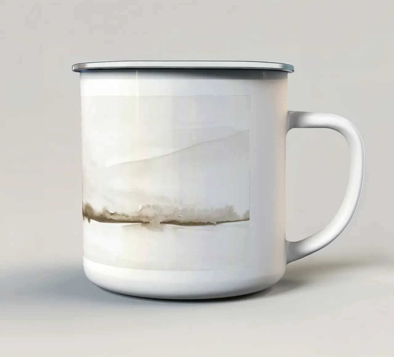 Montagne beige neutre tazza in smalto da NouveauPrints