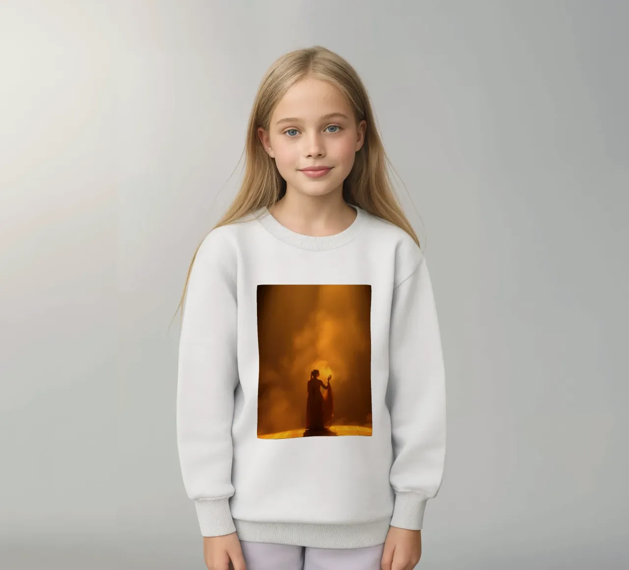 Elegante silhouette circondata da luce calda e foschia felpa bambino da DesignDoodle