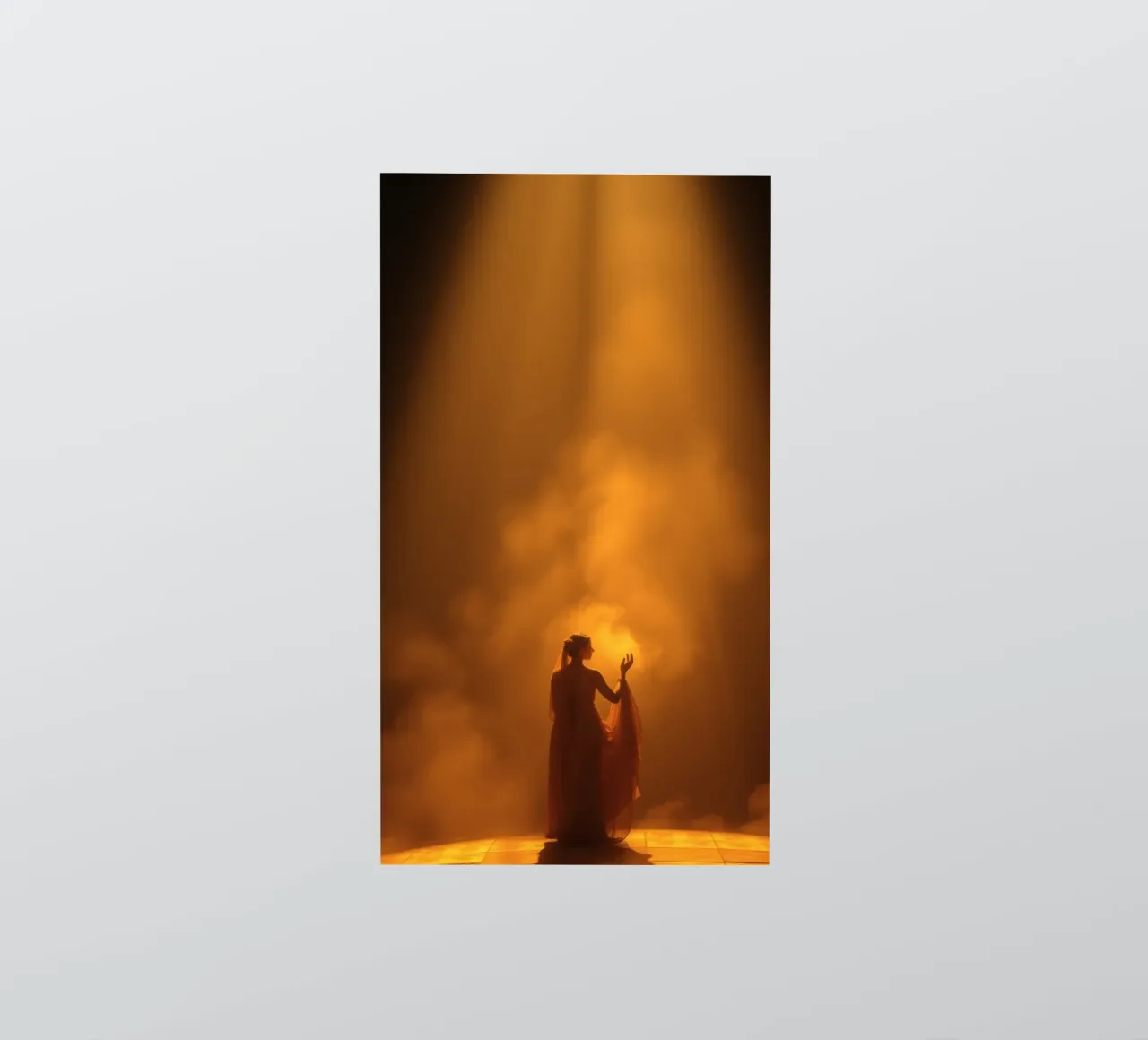 Elegant silhouette surrounded by warm light and mist sticker by DesignDoodle