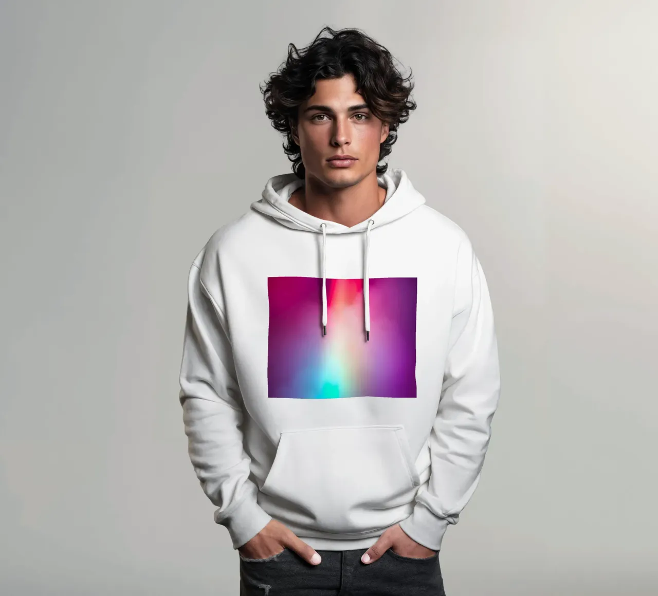 Vibrante display luminoso astratto con gradienti colorati felpa con cappuccio da DesignDoodle