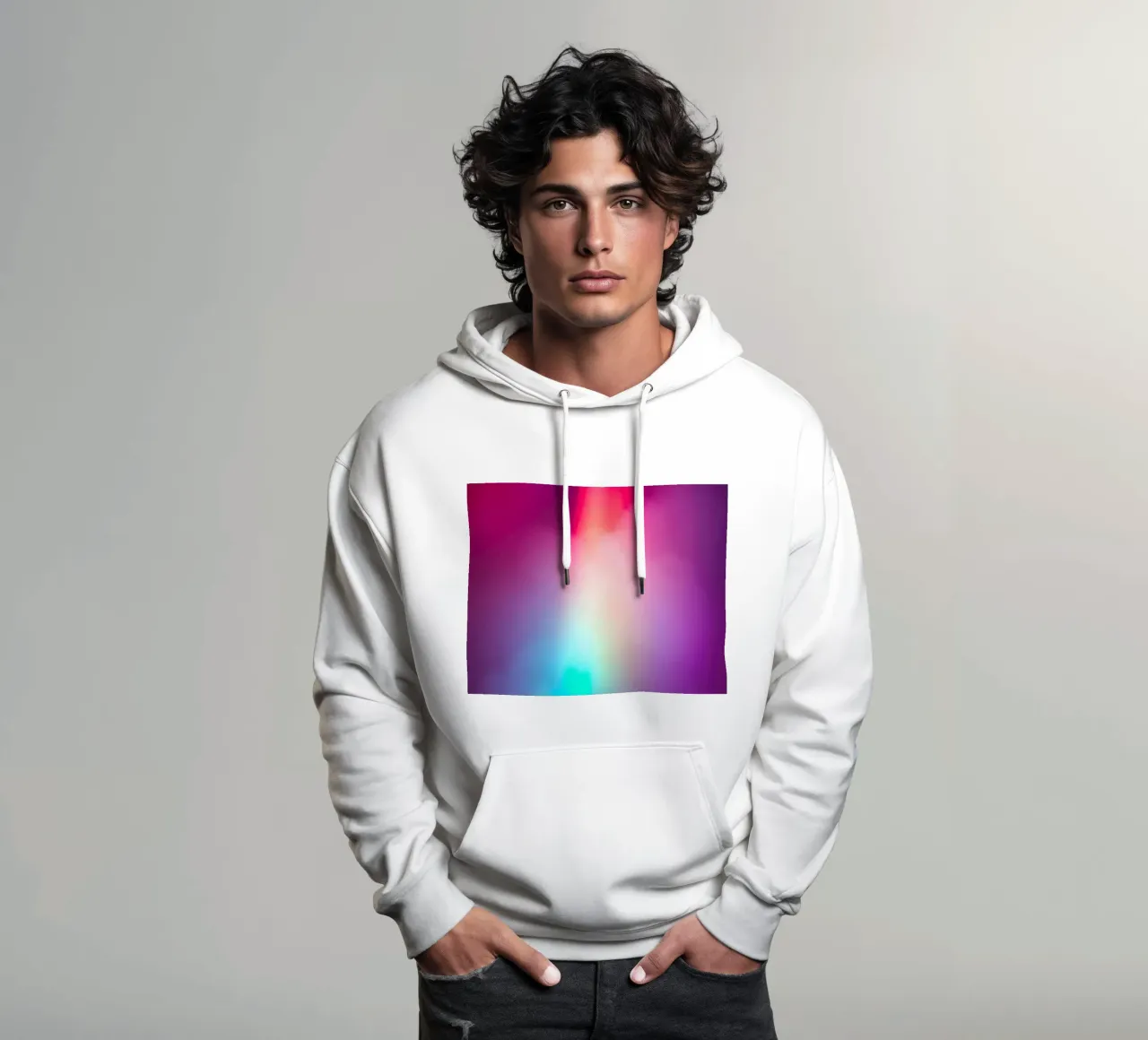 Vibrante display luminoso astratto con gradienti colorati felpa con cappuccio da DesignDoodle