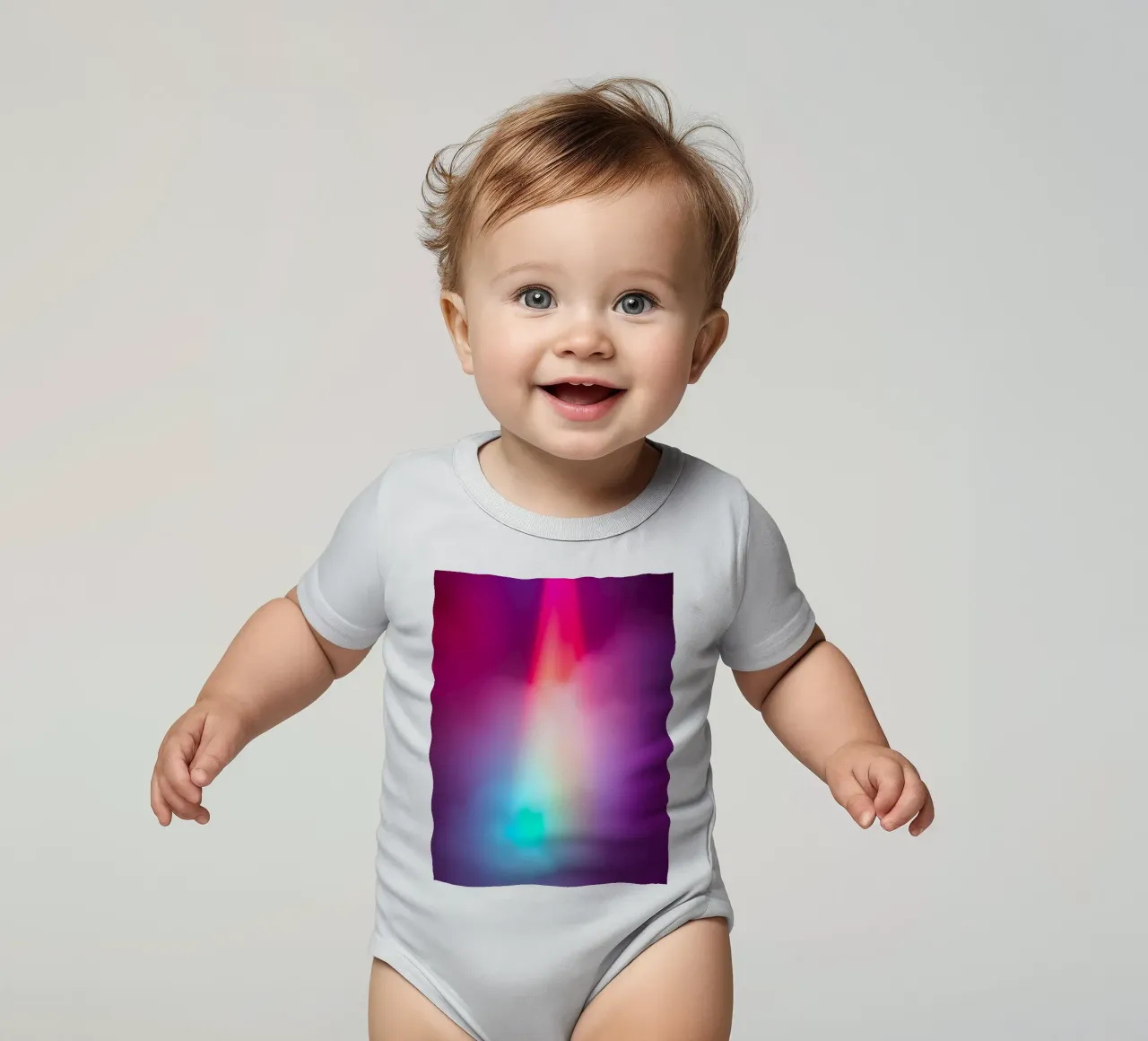 Vibrant abstract light display with colorful gradients short-sleeve baby romper by DesignDoodle