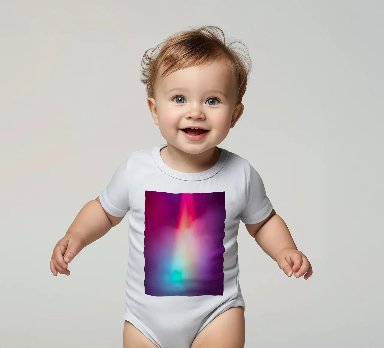 Vibrant abstract light display with colorful gradients short-sleeve baby romper by DesignDoodle