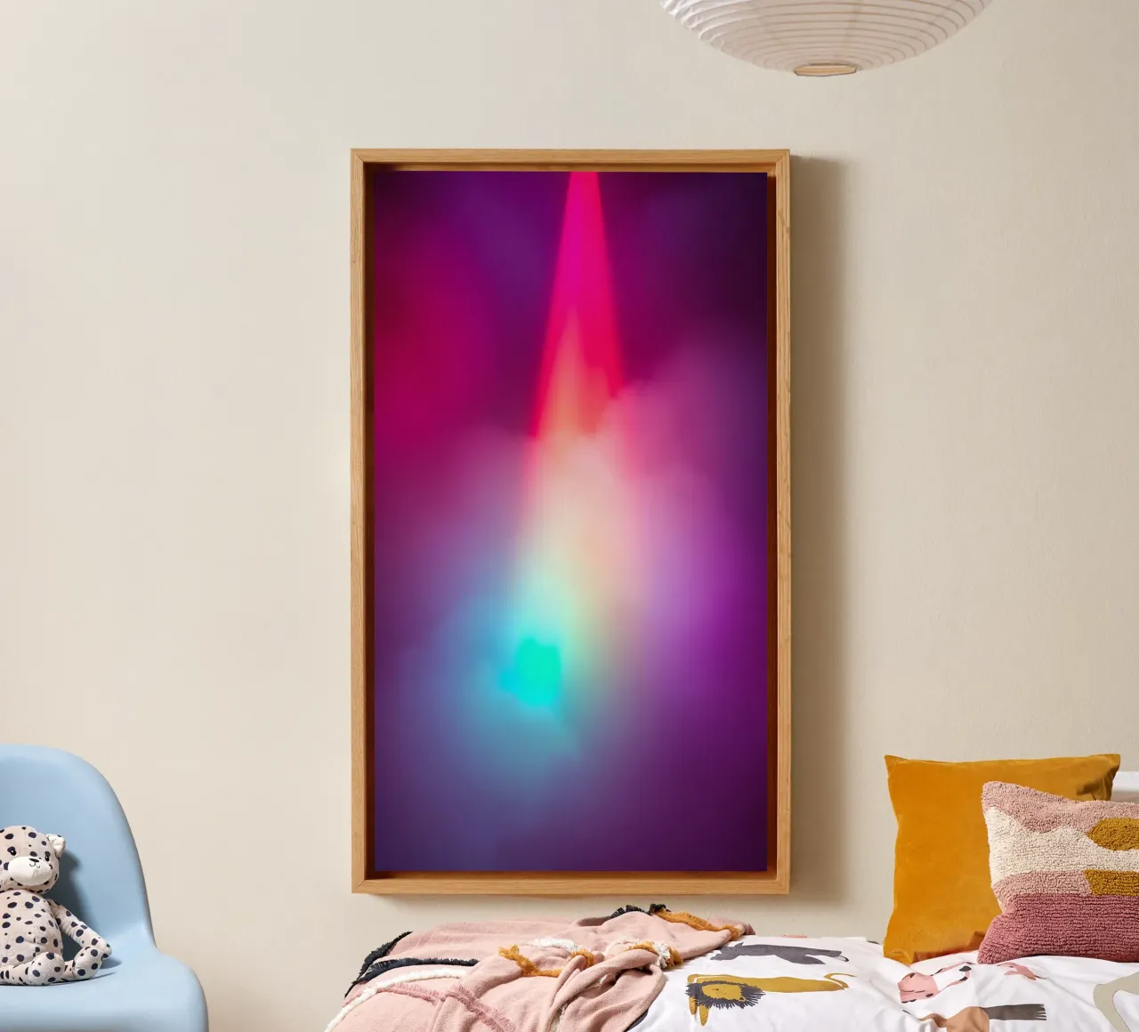 Vibrant abstract light display with colorful gradients canvas by DesignDoodle