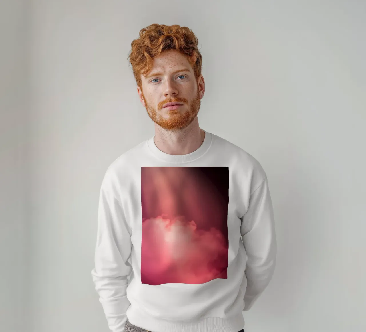 Sfondo astratto rosa tenue con fasci di luce colorati felpa da DesignDoodle