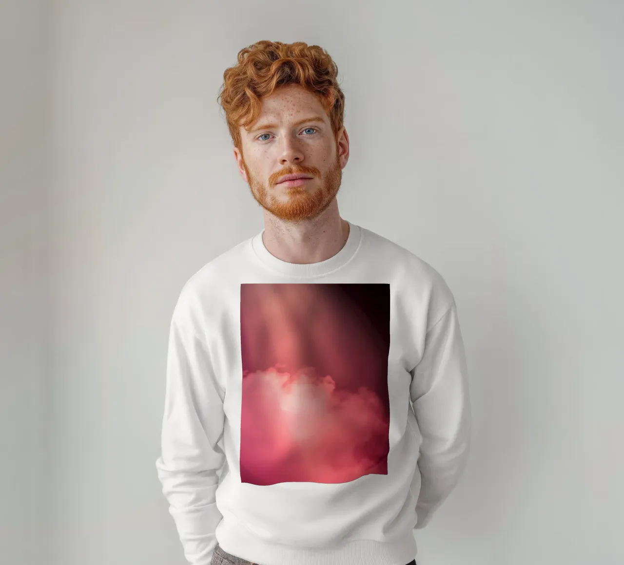 Sfondo astratto rosa tenue con fasci di luce colorati felpa da DesignDoodle