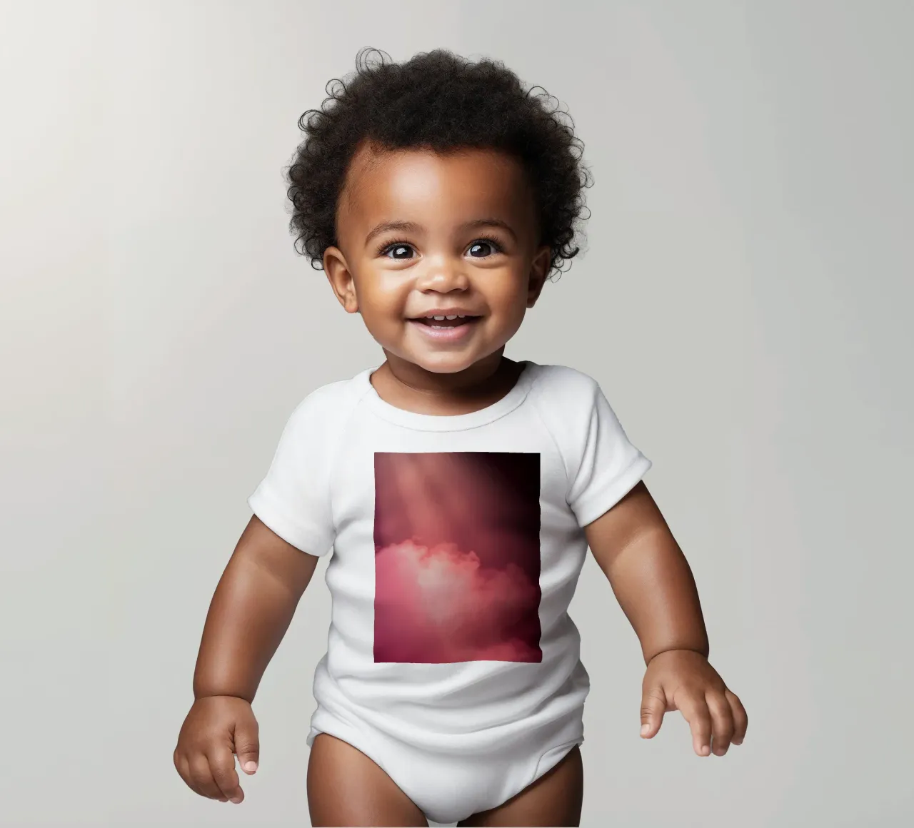 Sfondo astratto rosa tenue con fasci di luce colorati body neonato maniche corte da DesignDoodle