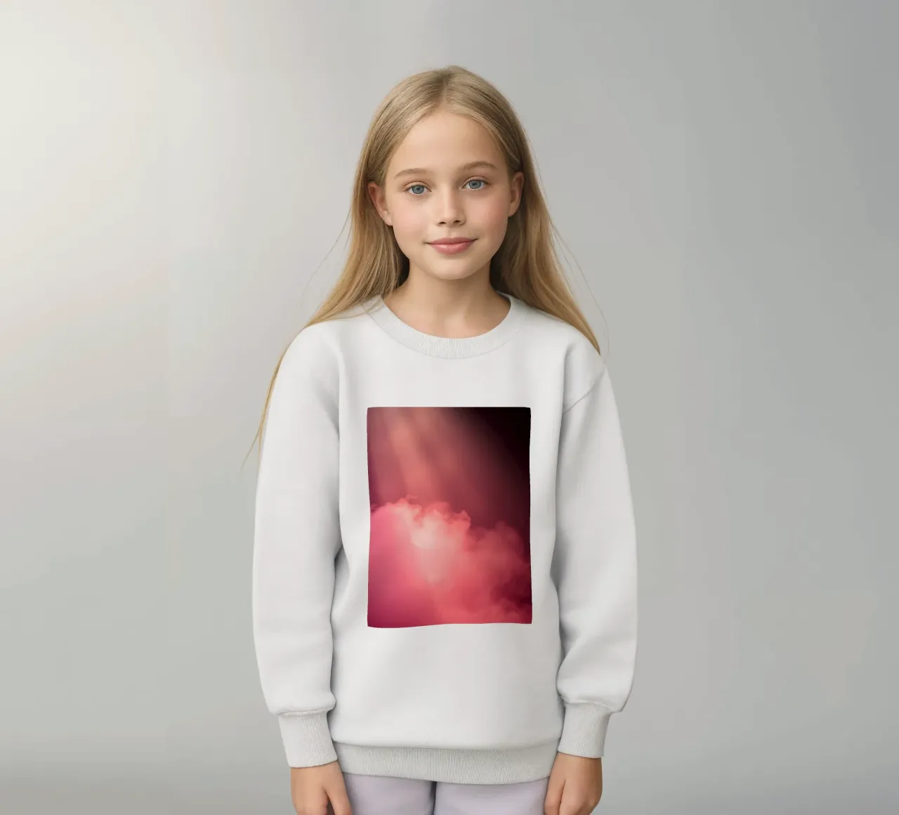 Sfondo astratto rosa tenue con fasci di luce colorati felpa bambino da DesignDoodle