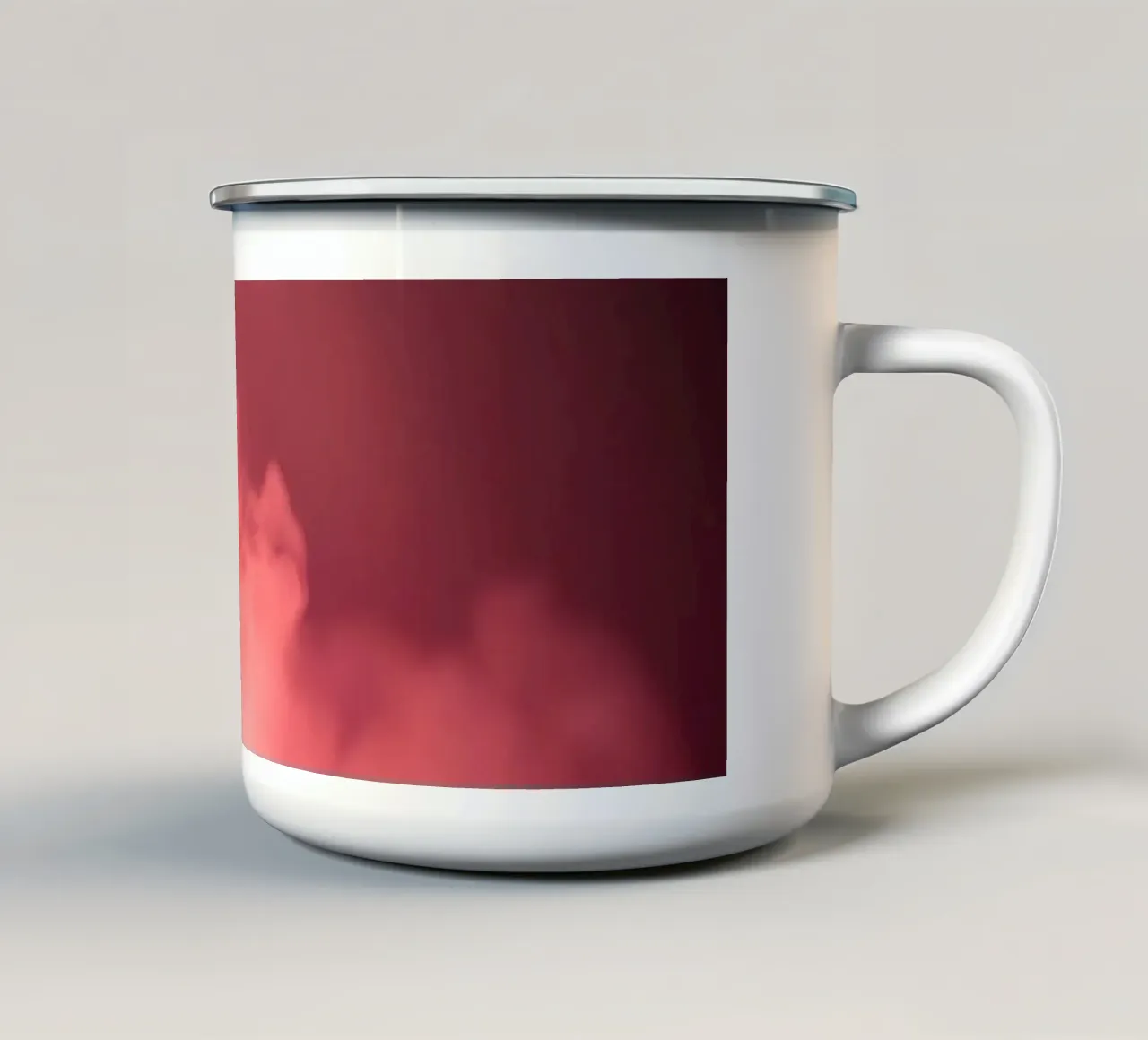 Sfondo astratto rosa tenue con fasci di luce colorati tazza in smalto da DesignDoodle