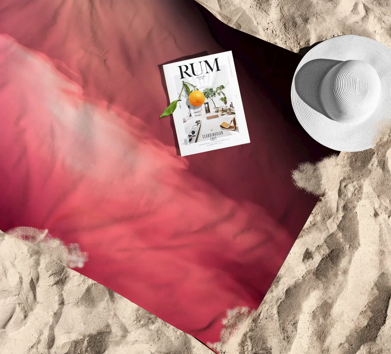 Sfondo astratto rosa tenue con fasci di luce colorati telo mare da DesignDoodle