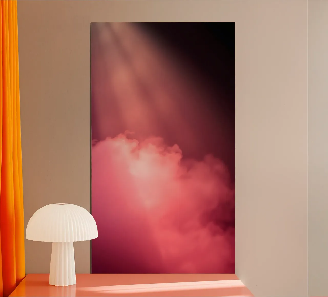 Sfondo astratto rosa tenue con fasci di luce colorati poster da DesignDoodle