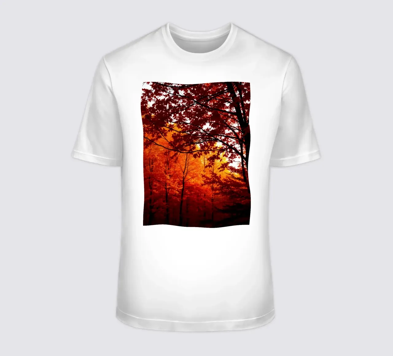 autumn foliage creating vibrant tapestry of reds and orange t-shirt by DesignDoodle