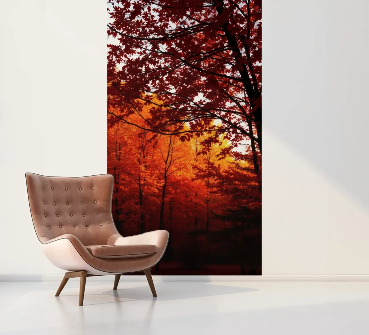 autumn foliage creating vibrant tapestry of reds and orange photo wallpaper by DesignDoodle