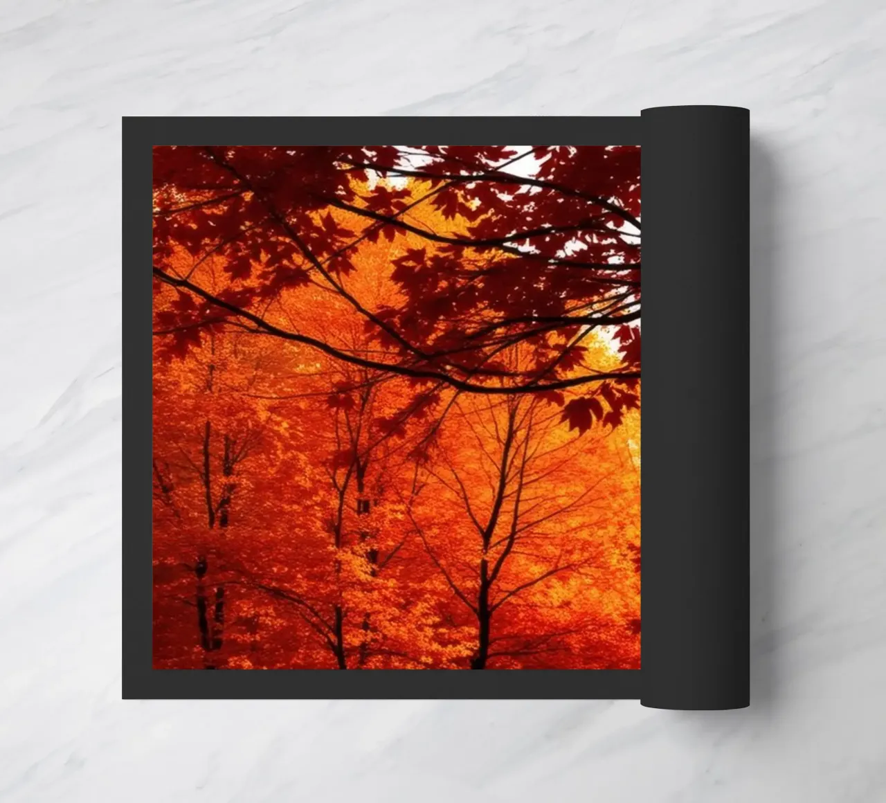 autumn foliage creating vibrant tapestry of reds and orange doormat by DesignDoodle